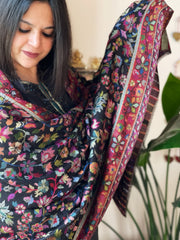 Black Woven Kaani Jaal Pashmina Stole