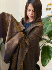 Cola Brown Pashmina Shawl with Zari