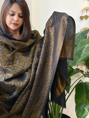 Black Pashmina Shawl with Zari