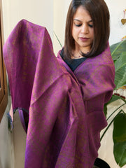Purplish Pink Pashmina Shawl with Zari
