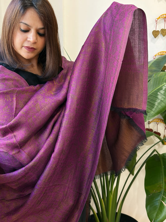 Purplish Pink Pashmina Shawl with Zari