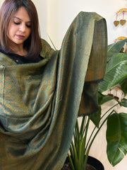 Green Pashmina Shawl with Zari