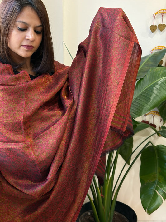 Maroon Pashmina Shawl with Zari