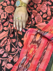 Beige Handpainted Kalamkari Saree in Pure Tussar Silk