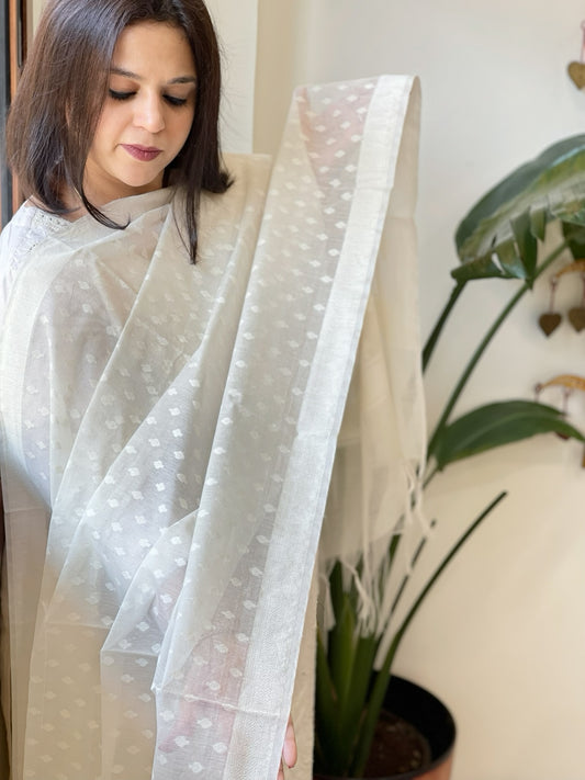 Handwoven Chanderi Dupatta with Self Design