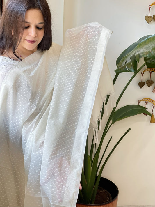 Handwoven Chanderi Dupatta with Self Design