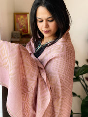 Pink Pashmina Stole with Zari