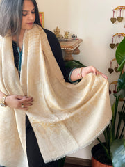 Off-White Pashmina Stole with Zari