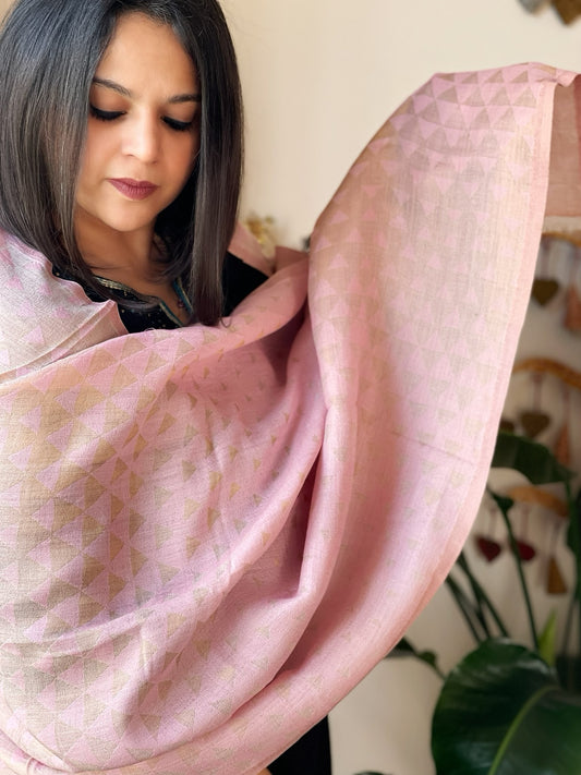 Pink Pashmina Stole with Zari