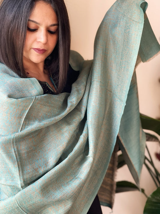 Turquoise Pashmina Stole with Zari