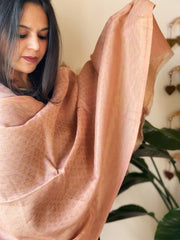 Peach Pashmina Stole with Zari