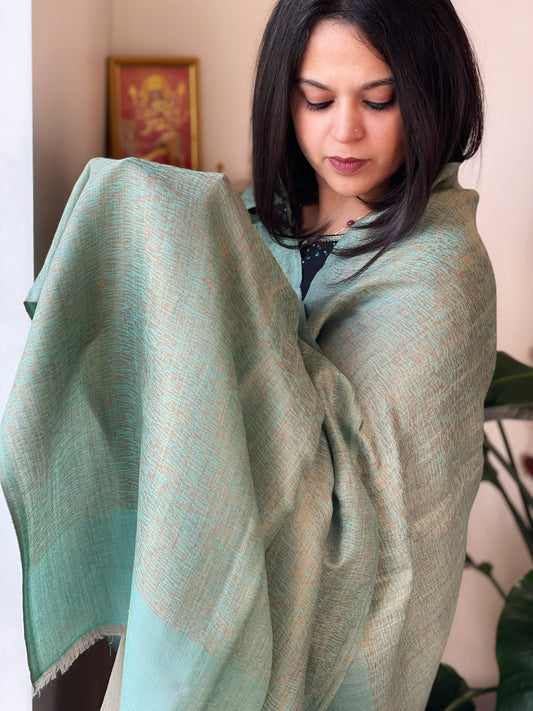 Turquoise Pashmina Shawl with Zari