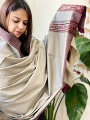 Brownish Grey Woven Kullu Woollen Shawl