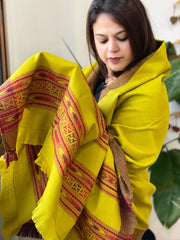 Lime Green Woven Kullu Woollen Shawl