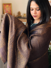 Cola Brown Pashmina Shawl with Zari