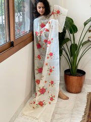 Tussar Silk Dupatta with cross-stitch embroidery