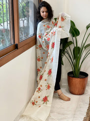 Tussar Silk Dupatta with cross-stitch embroidery