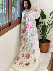 Tussar Silk Dupatta with cross-stitch embroidery