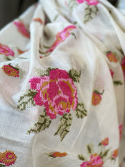 Tussar Silk Dupatta with cross-stitch embroidery