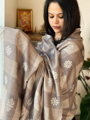 Grey Woven Kaani Jaal  Pashmina Shawl