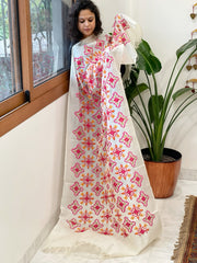 Tussar Silk dupatta with Patola Style Thread Embroidery