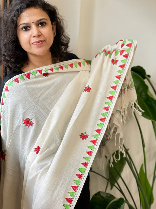 Handmade Kantha Dupatta in Pure Cotton