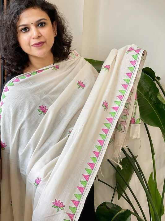 Handmade Kantha Dupatta in Pure Cotton