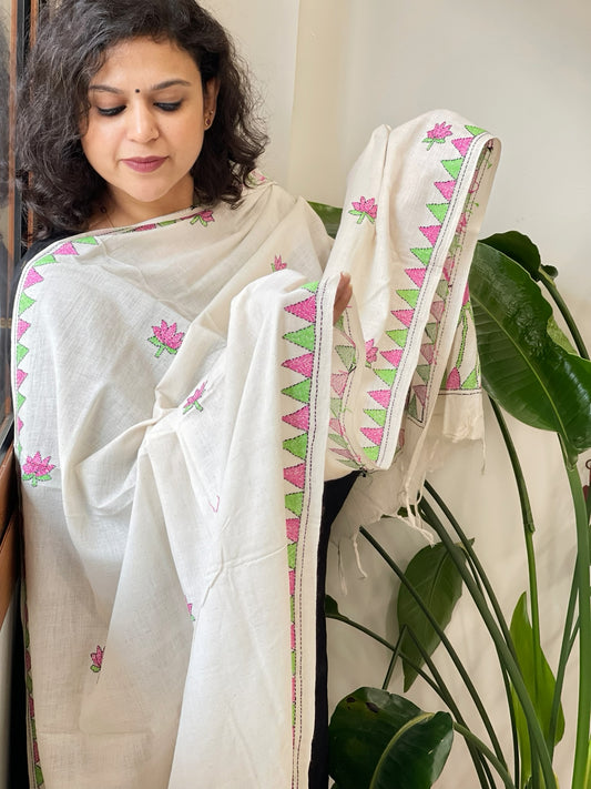 Handmade Kantha Dupatta in Pure Cotton
