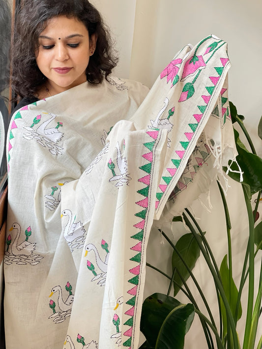 Handmade Kantha Dupatta in Pure Cotton