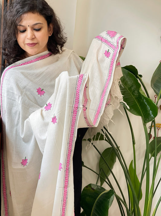 Handmade Kantha Dupatta in Pure Cotton