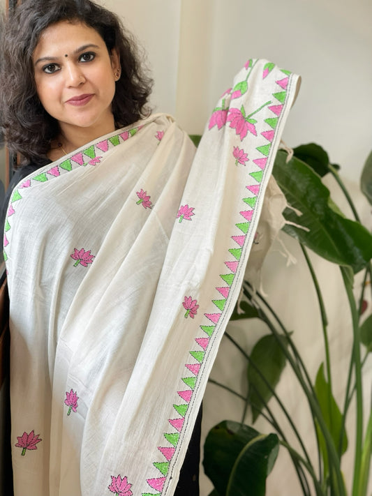 Handmade Kantha Dupatta in Pure Cotton