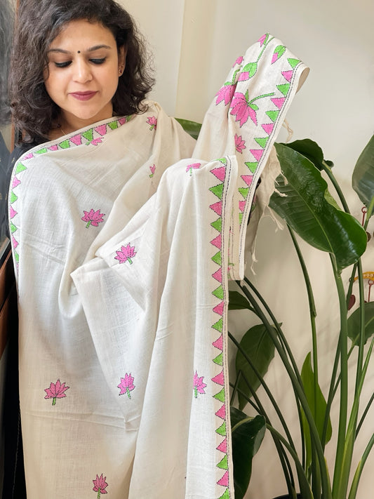 Handmade Kantha Dupatta in Pure Cotton