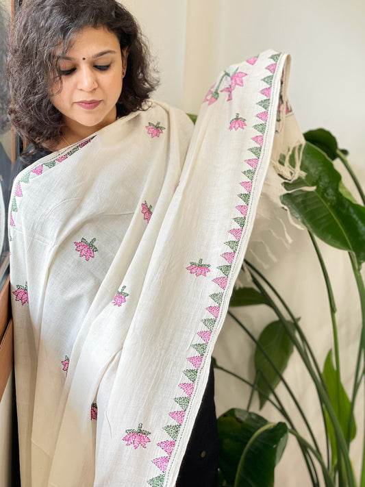 Handmade Kantha Dupatta in Pure Cotton