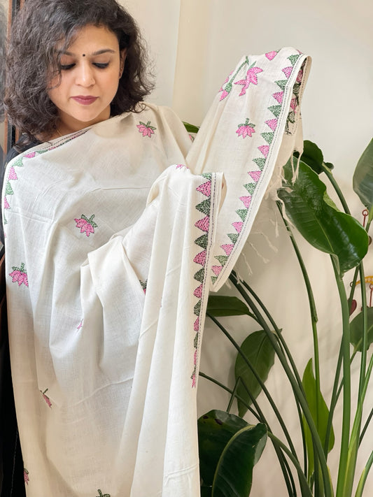 Handmade Kantha Dupatta in Pure Cotton