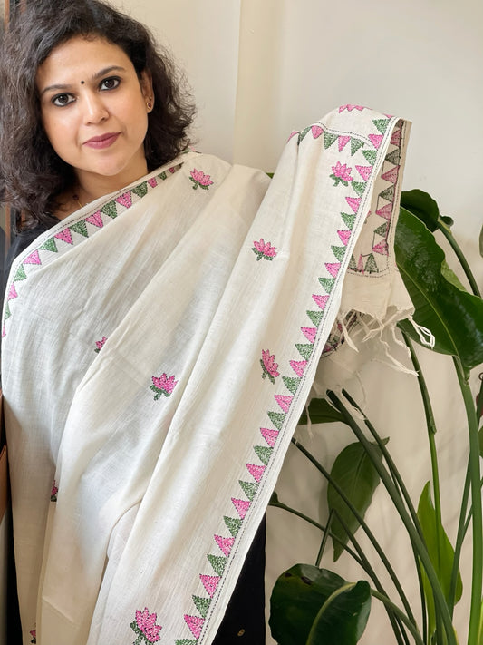 Handmade Kantha Dupatta in Pure Cotton