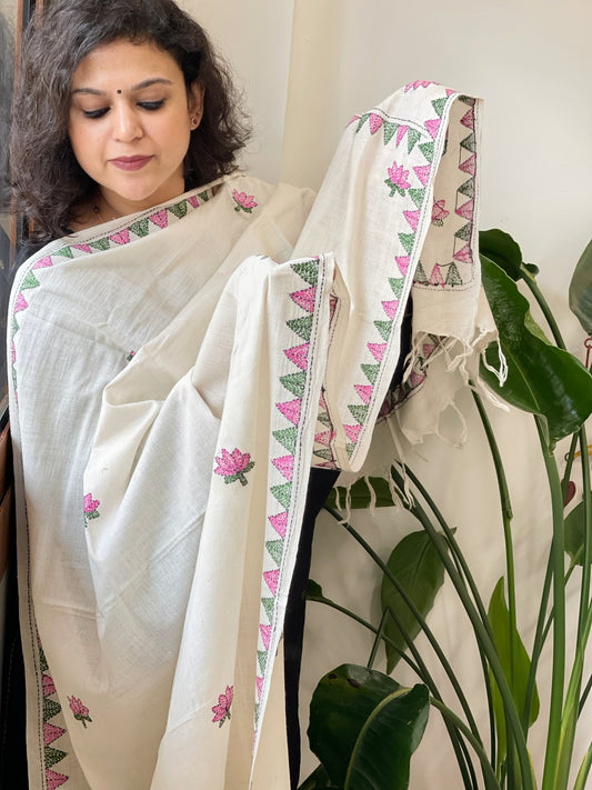 Handmade Kantha Dupatta in Pure Cotton