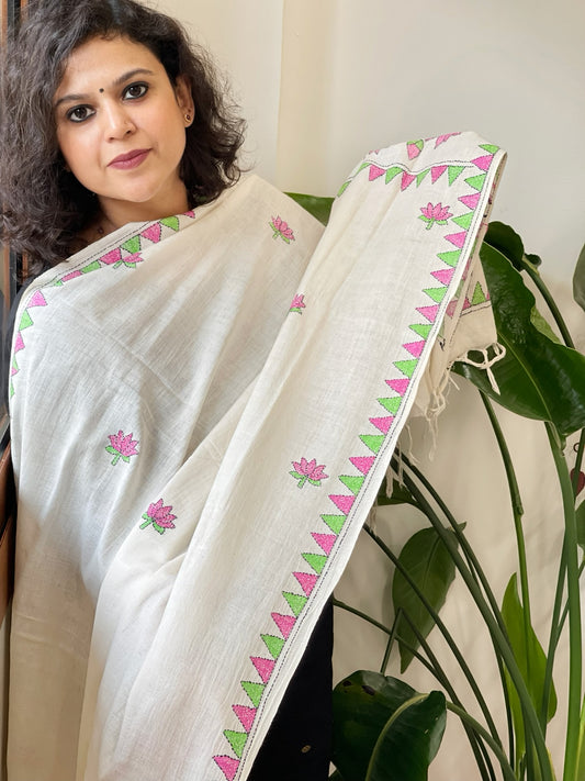 Handmade Kantha Dupatta in Pure Cotton