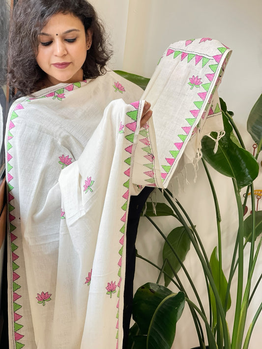 Handmade Kantha Dupatta in Pure Cotton