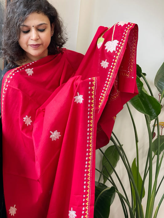 Handmade Kantha Dupatta in Pure Cotton