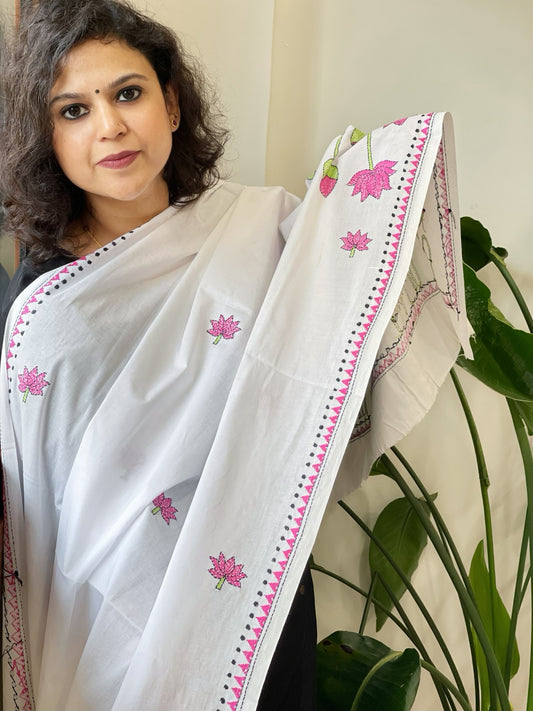 Handmade Kantha Dupatta in Pure Cotton