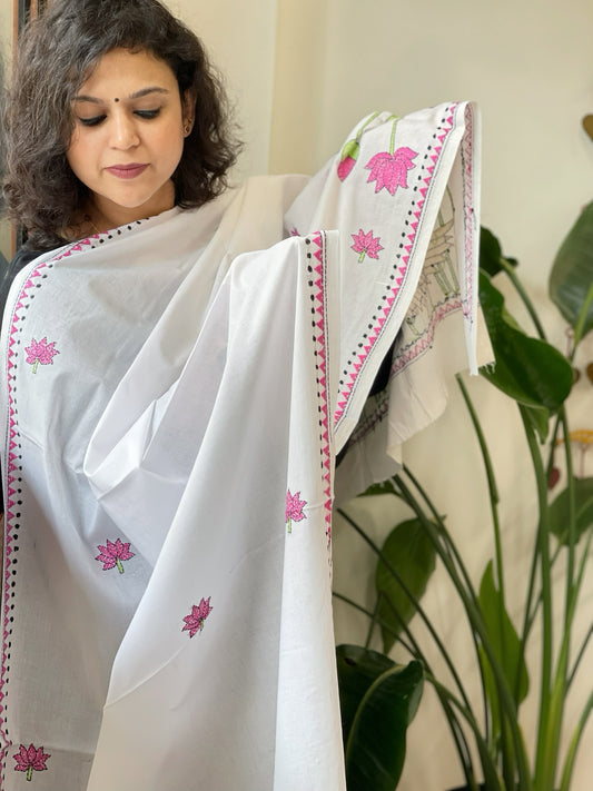 Handmade Kantha Dupatta in Pure Cotton