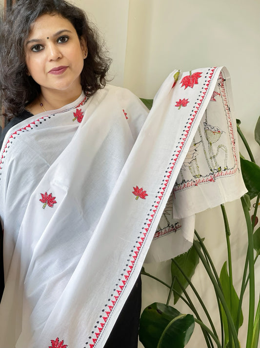 Handmade Kantha Dupatta in Pure Cotton