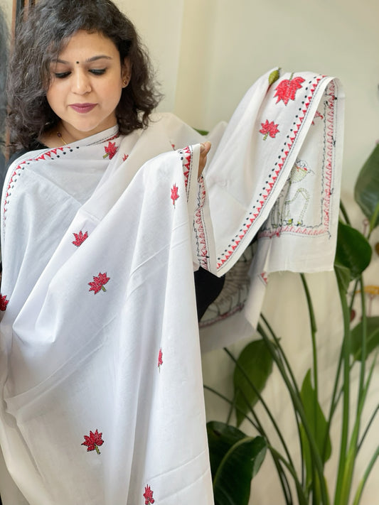 Handmade Kantha Dupatta in Pure Cotton