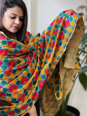 Handmade Phulkari Dupatta in Cotton