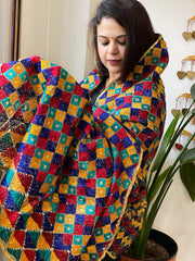 Handmade Phulkari Dupatta in Cotton