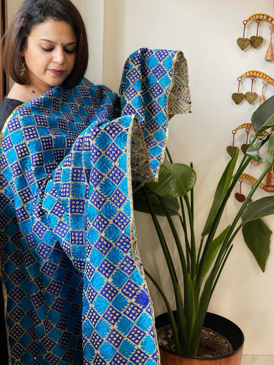 Handmade Phulkari Dupatta in Cotton