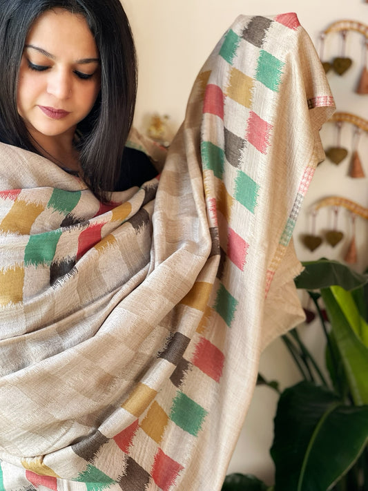 Woven Ikat Pashmina Shawl