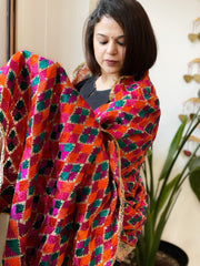 Handmade Phulkari Dupatta in Cotton