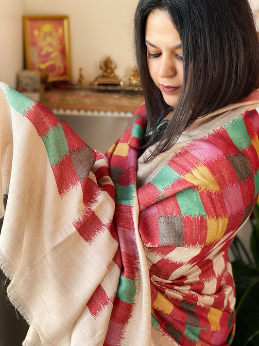 Woven Ikat Pashmina Shawl