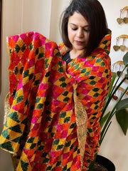 Handmade Phulkari Dupatta in Cotton